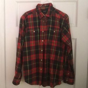 Ralph Lauren, plaid/flannel, button down, long sleeve shirt.  Red plaid, boys Lg